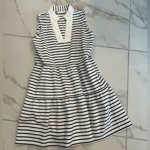 Eliza J Black & White Striped Polo Dress